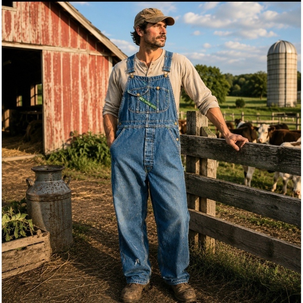 Vintage KEY Imperial Denim Overalls Mens 34x31 Button Fly Workwear USA